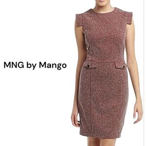 MNG by Mango Burgundy Tweed Shift Dress Size XL